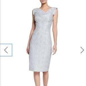Black Halo Jackie O Metallic Cement White Cap Sleeve Asymmetrical Sheath Dress